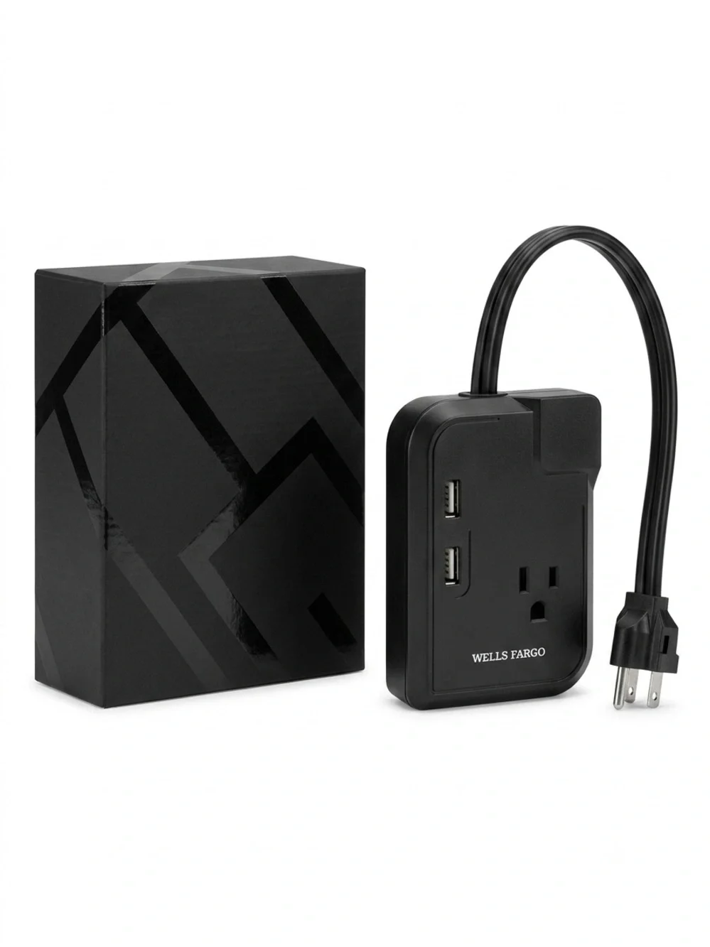 Black Portable Power Outlet with Dual USB Ports